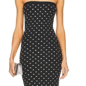 Alexander Wang Crystal Logo strapless midi dress